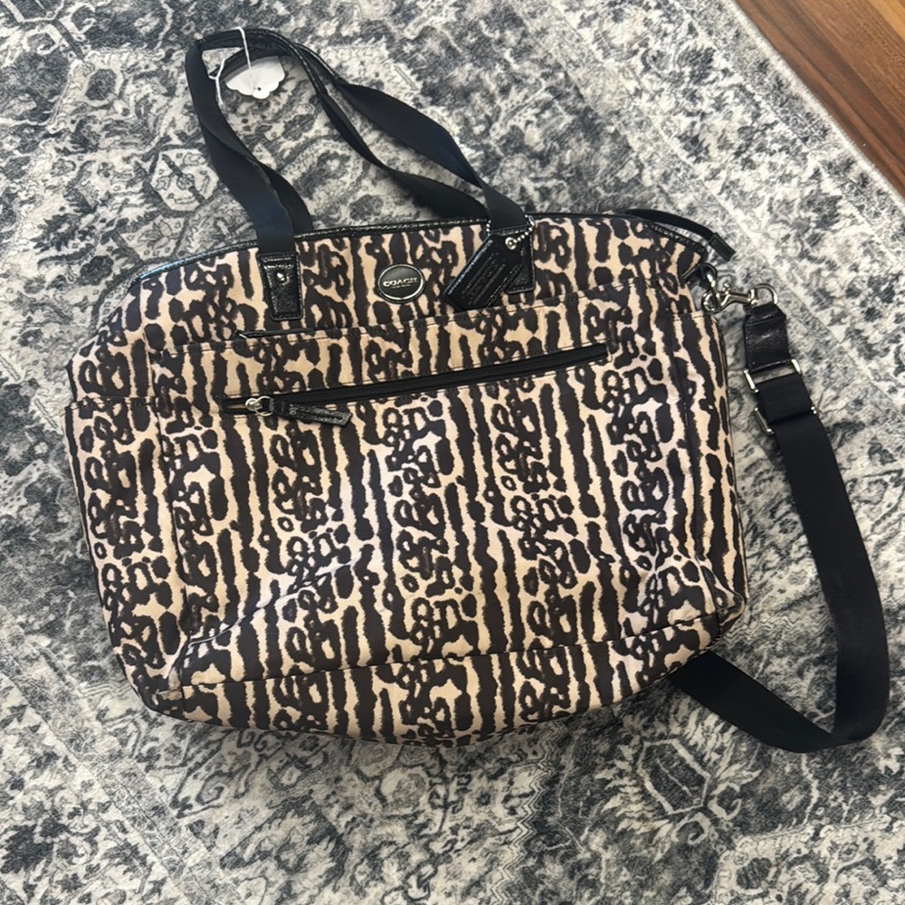 Coach Leopard Print Tote with Black Accents